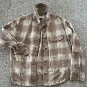 NWOT American Eagle Outfitters Tan Plaid Shirt Jacket